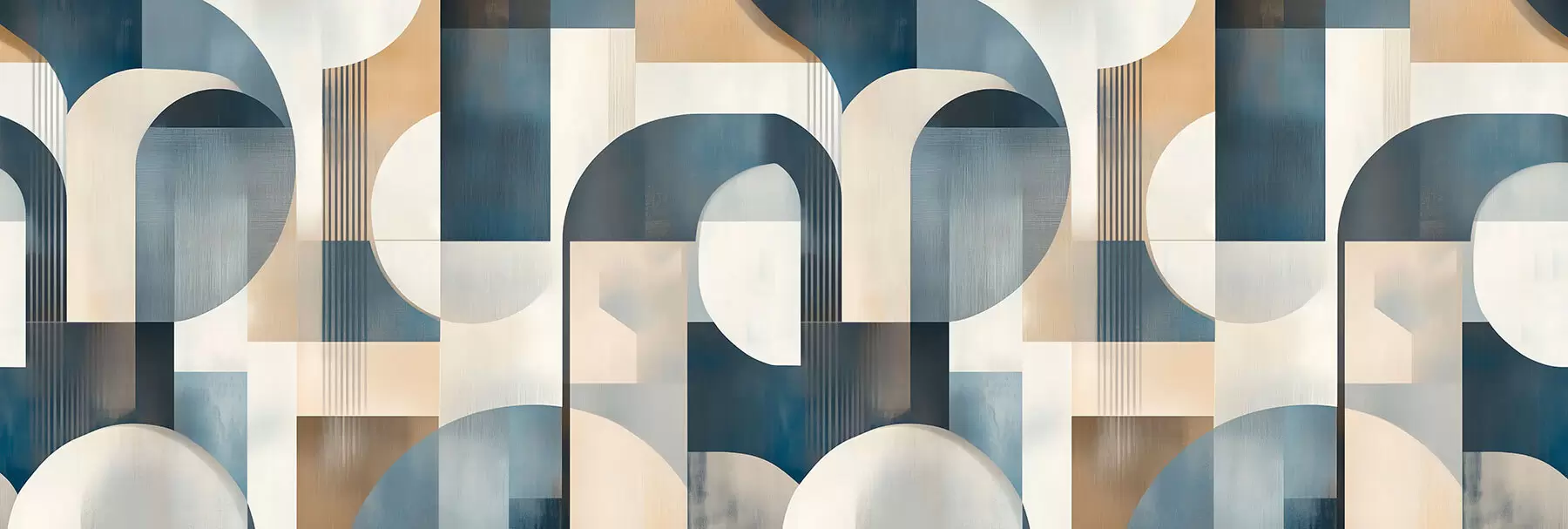 Fototapet Tapeta ve stylu art deco s geometrickým vzorem v modrých, béžových a mléčných odstínech w02346