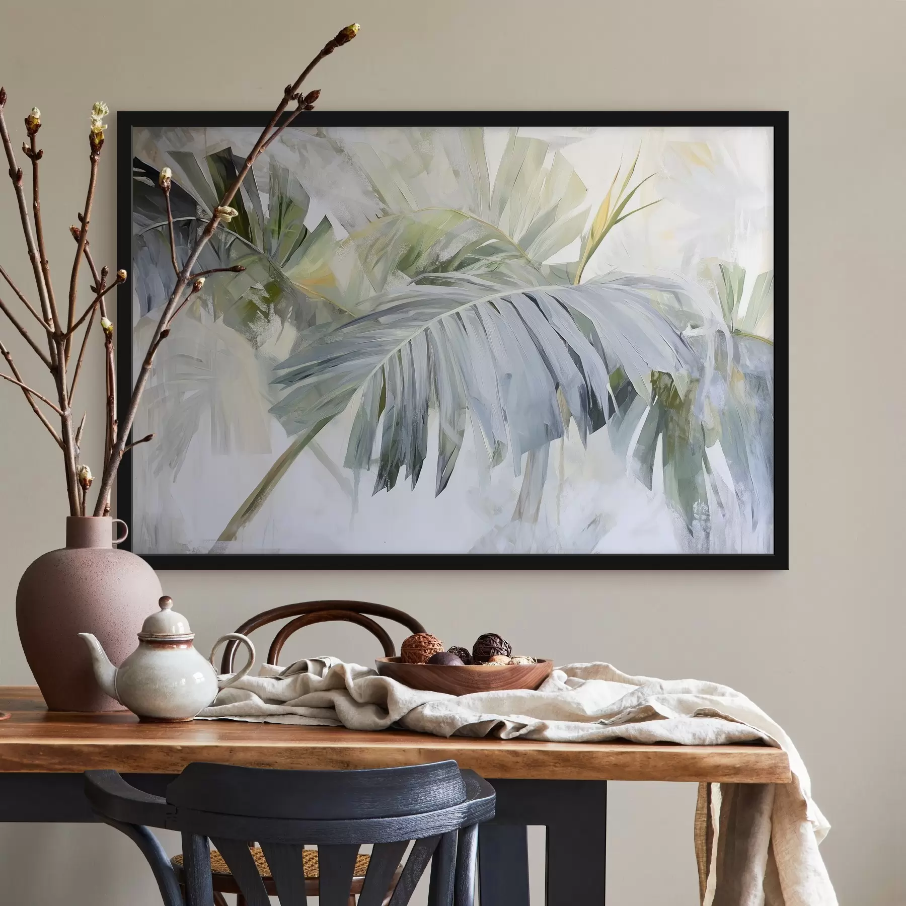 Fototapet Velké tropické listy ve stylu malby f41866