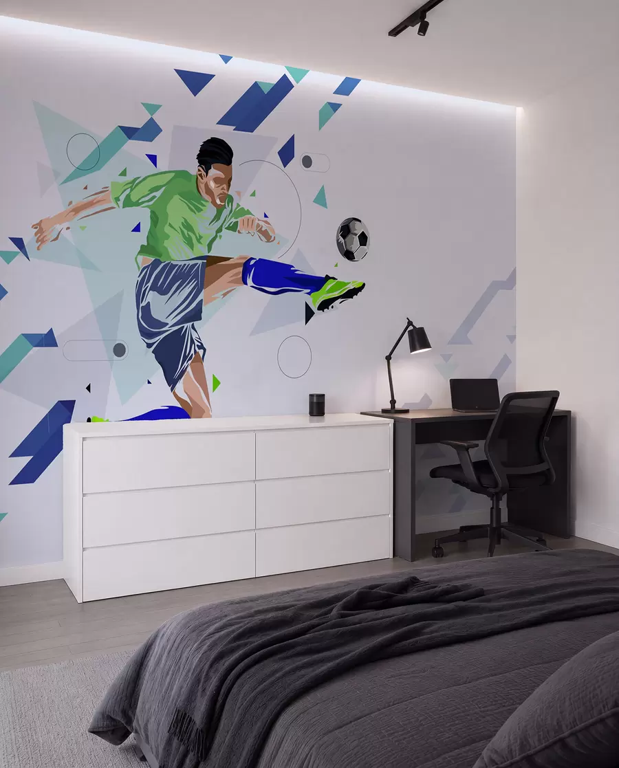 Fototapet fotbalista, který kope do míče w02401