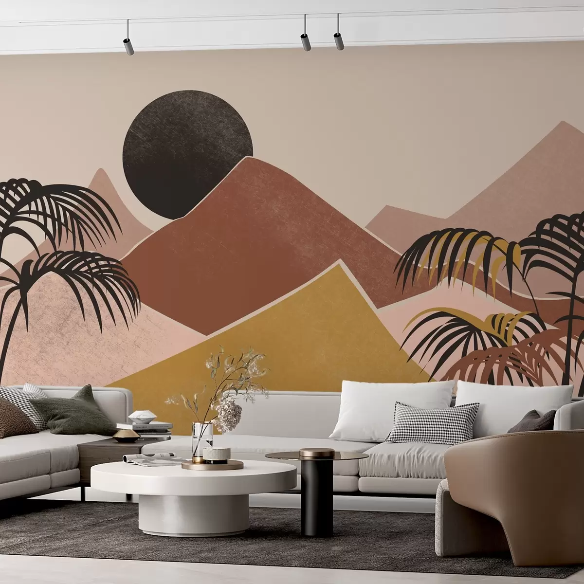 Fototapet Abstraktní krajina hor s palmami w02426