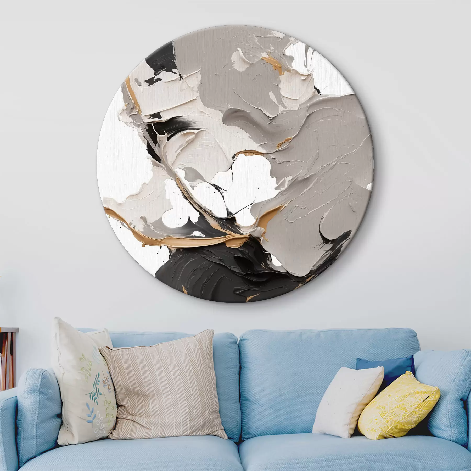 Obraz Abstraktní malba v bílé a šedé barvě Č. r38855