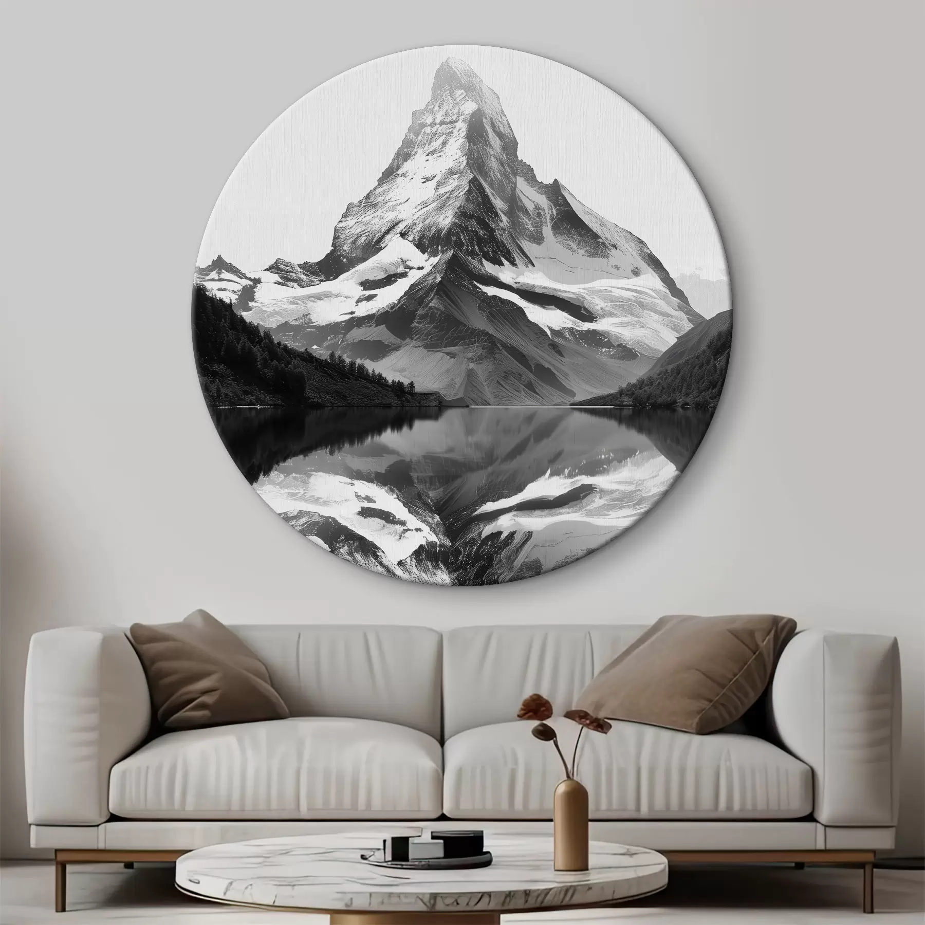 Obraz Černobílý obrázek hory v minimalistickém stylu Č. r39638