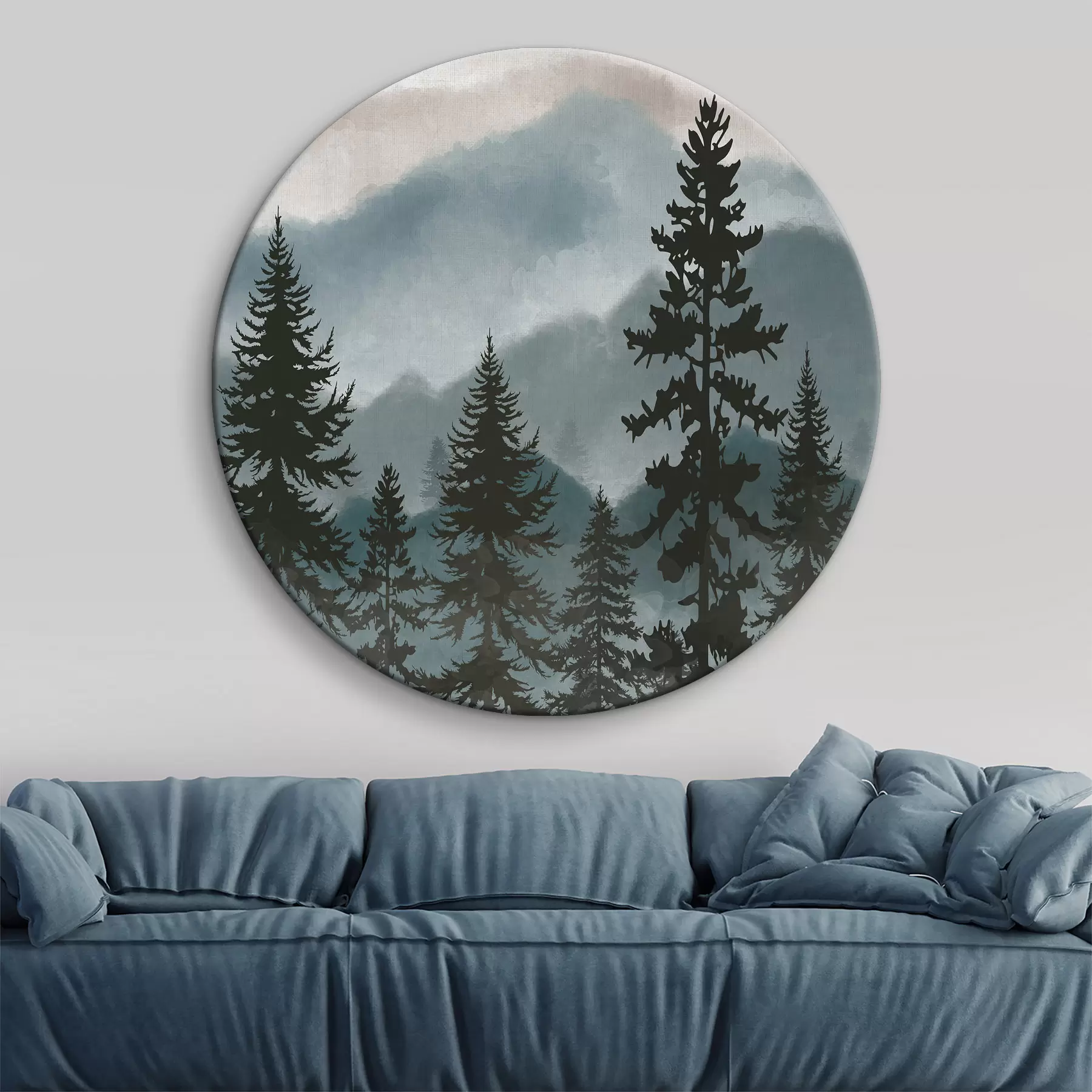 Obraz Horská krajina s jedlemi v akvarelu Č. r37017