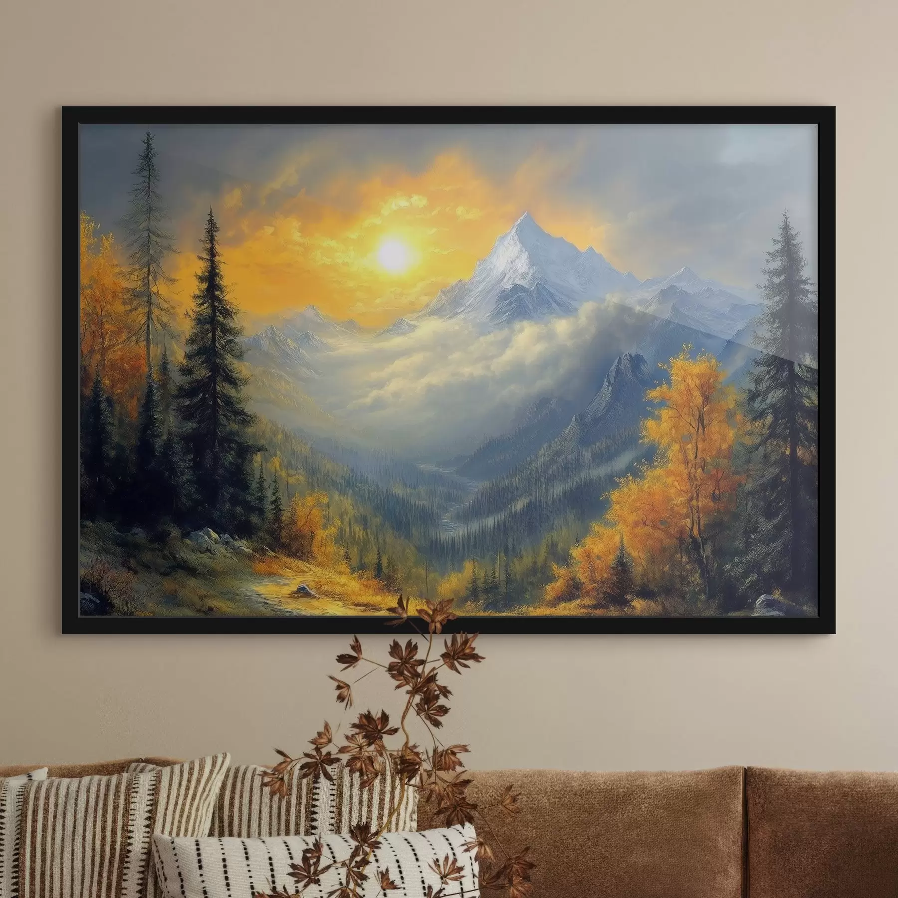 Fototapet slunce nad horami na podzim f42006