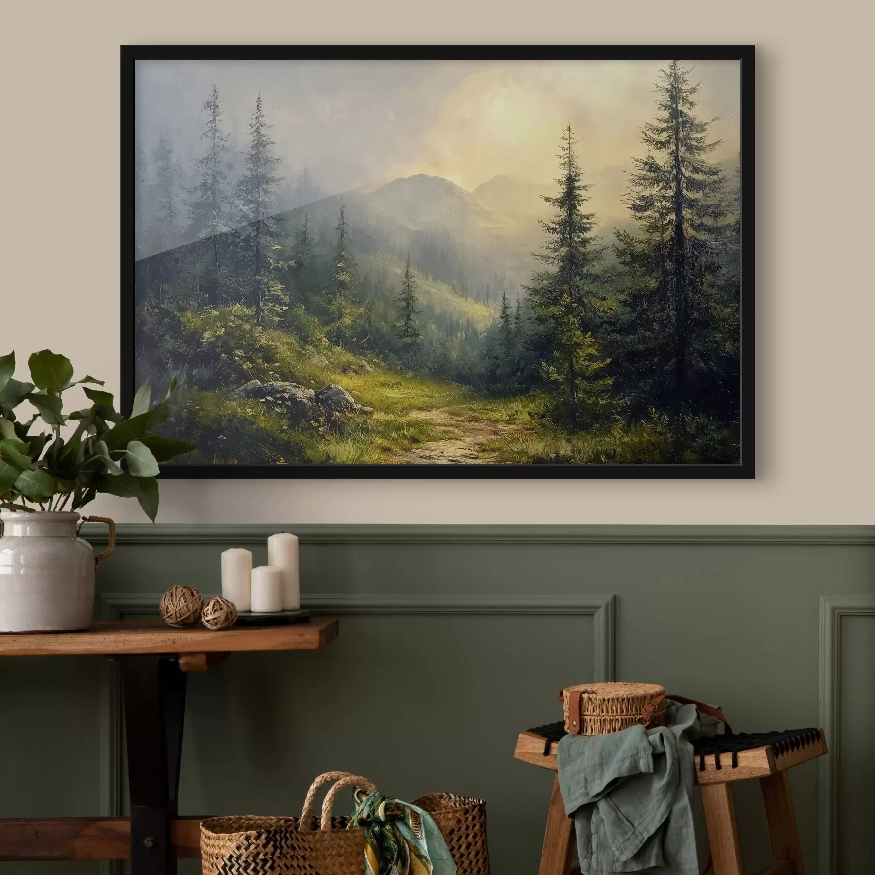 Fototapet hory v mlze a stromy f42019