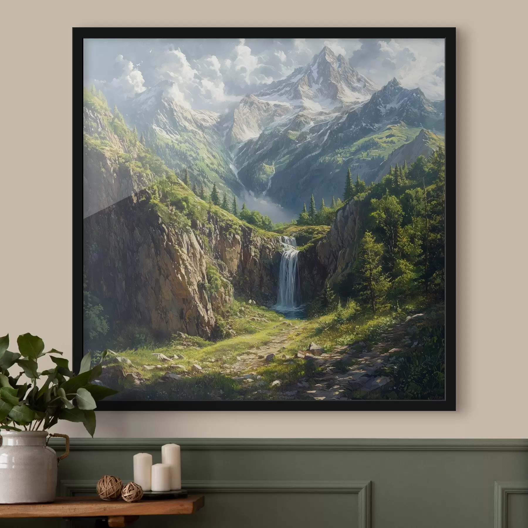 Fototapet hory a vodopád f42020