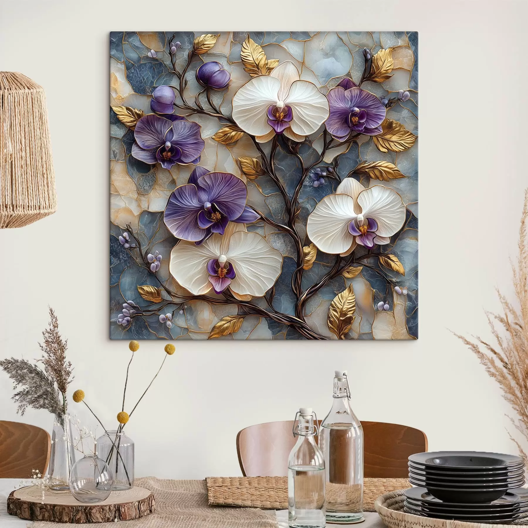 Obraz Elegantní orchideje na luxusním mramorovém pozadí Č. s41985