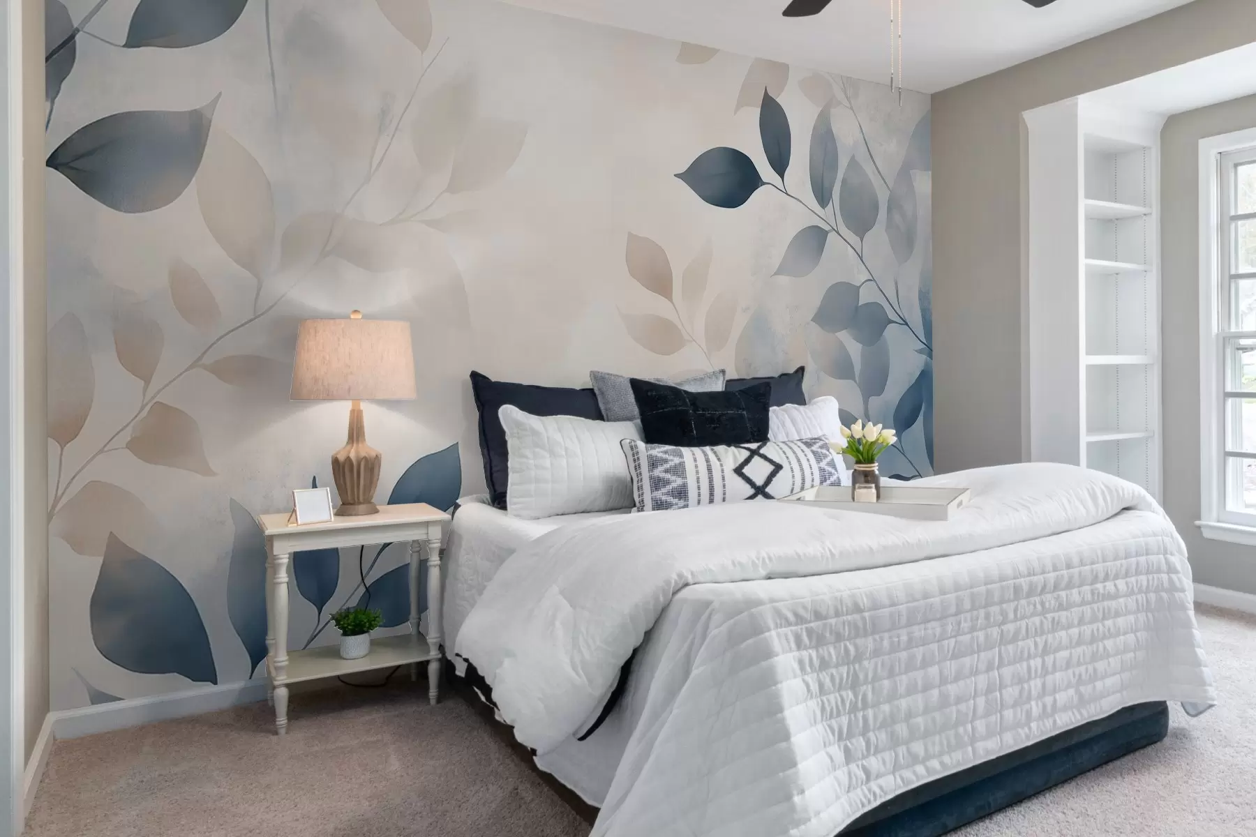 Fototapet jemné listy v akvarelové technice w02453