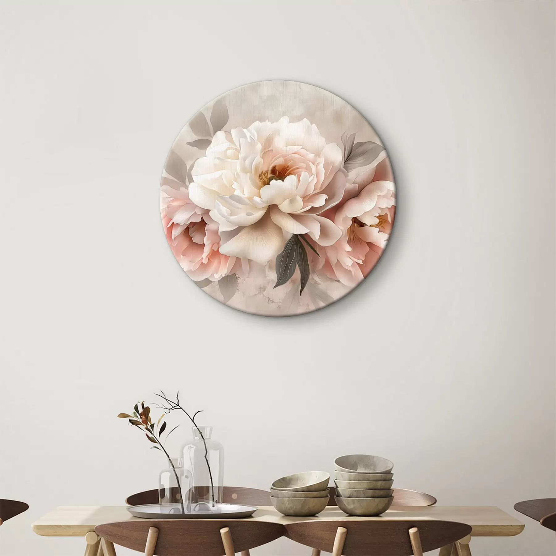 Obraz abstraktní kytice pivoněk v růžových tónech Č. r39324