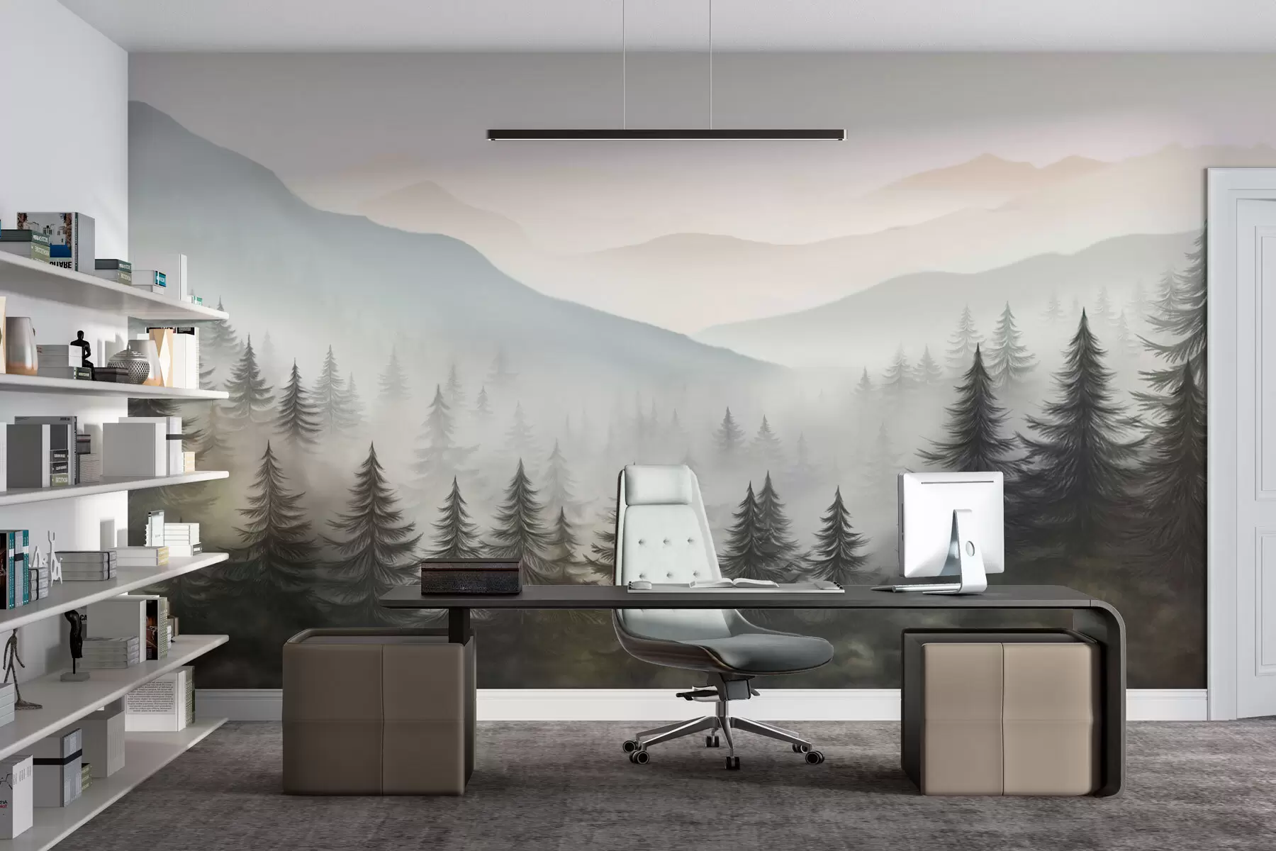 Fototapet Mlžný les a jemné odstíny w02450v1