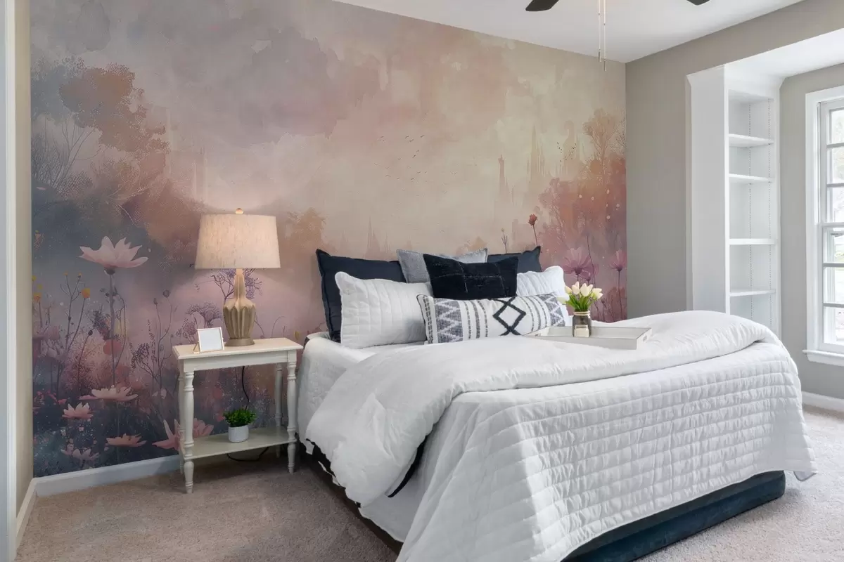 Fototapet Divoké květiny na pozadí siluety hradu w08478