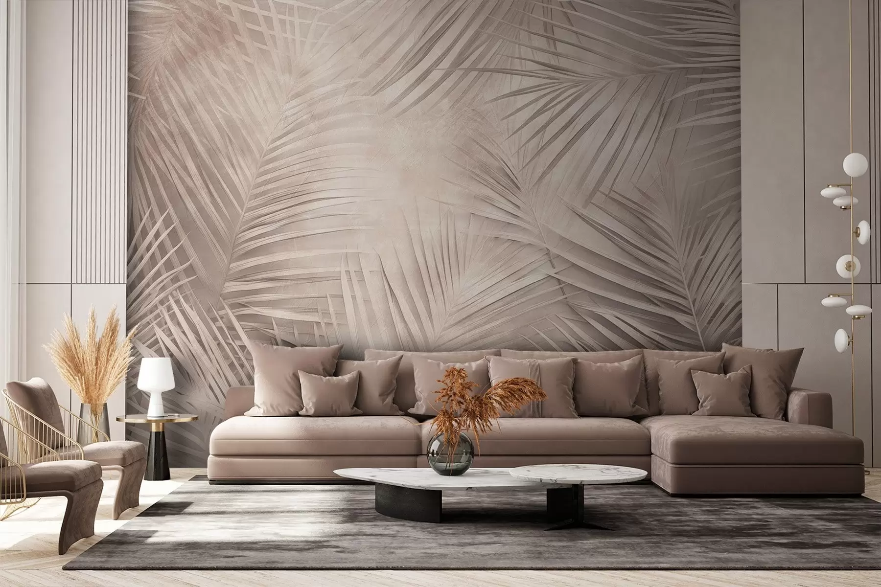 Fototapet Tropické listy v pastelových barvách w08484