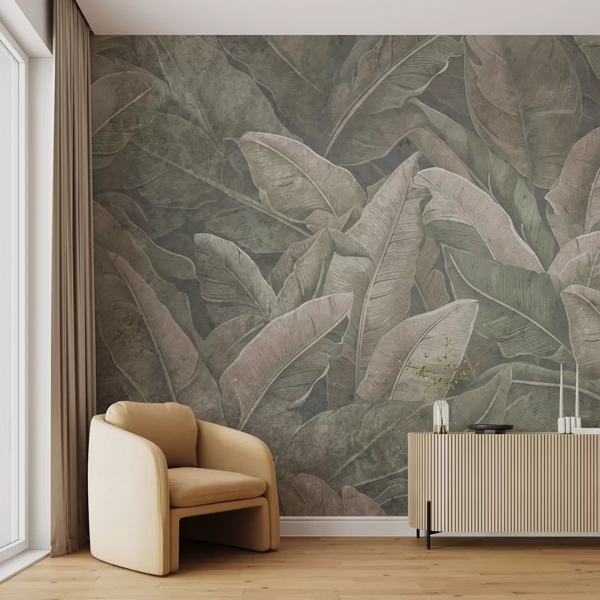 Fototapet Vintage banánové listy w08486