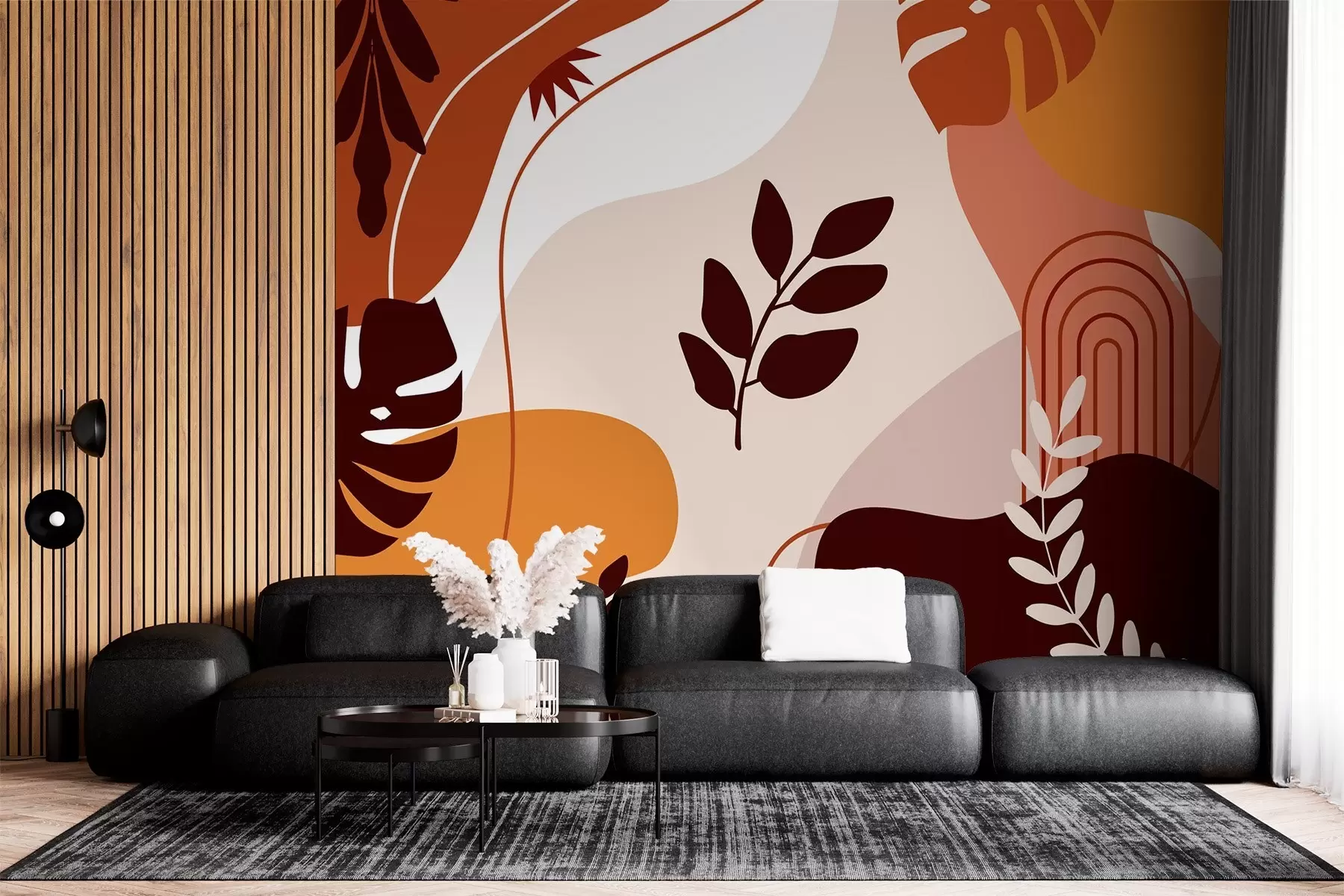 Fototapet Abstraktní vzor se siluetami listů w02462