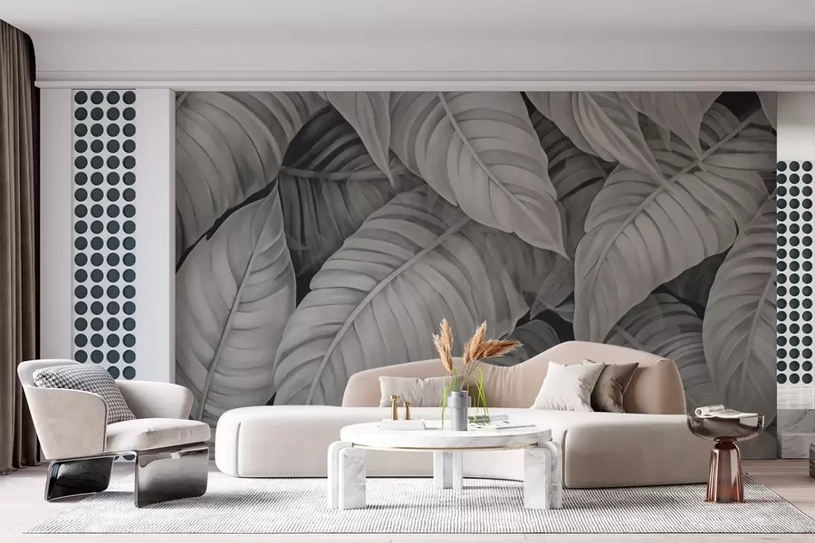 Fototapet Černobílý obraz tropických listů w02463