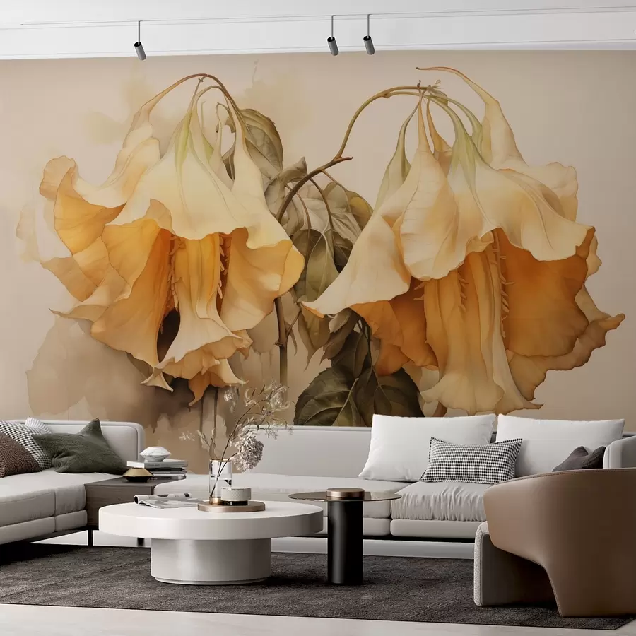 Fototapet Žlutooranžové květy imitace akvarelu w02467