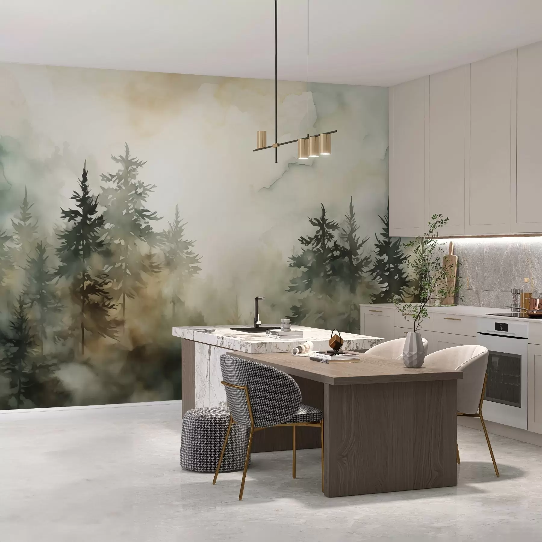 Fototapet Lesní imitace malby akvarelem w02473