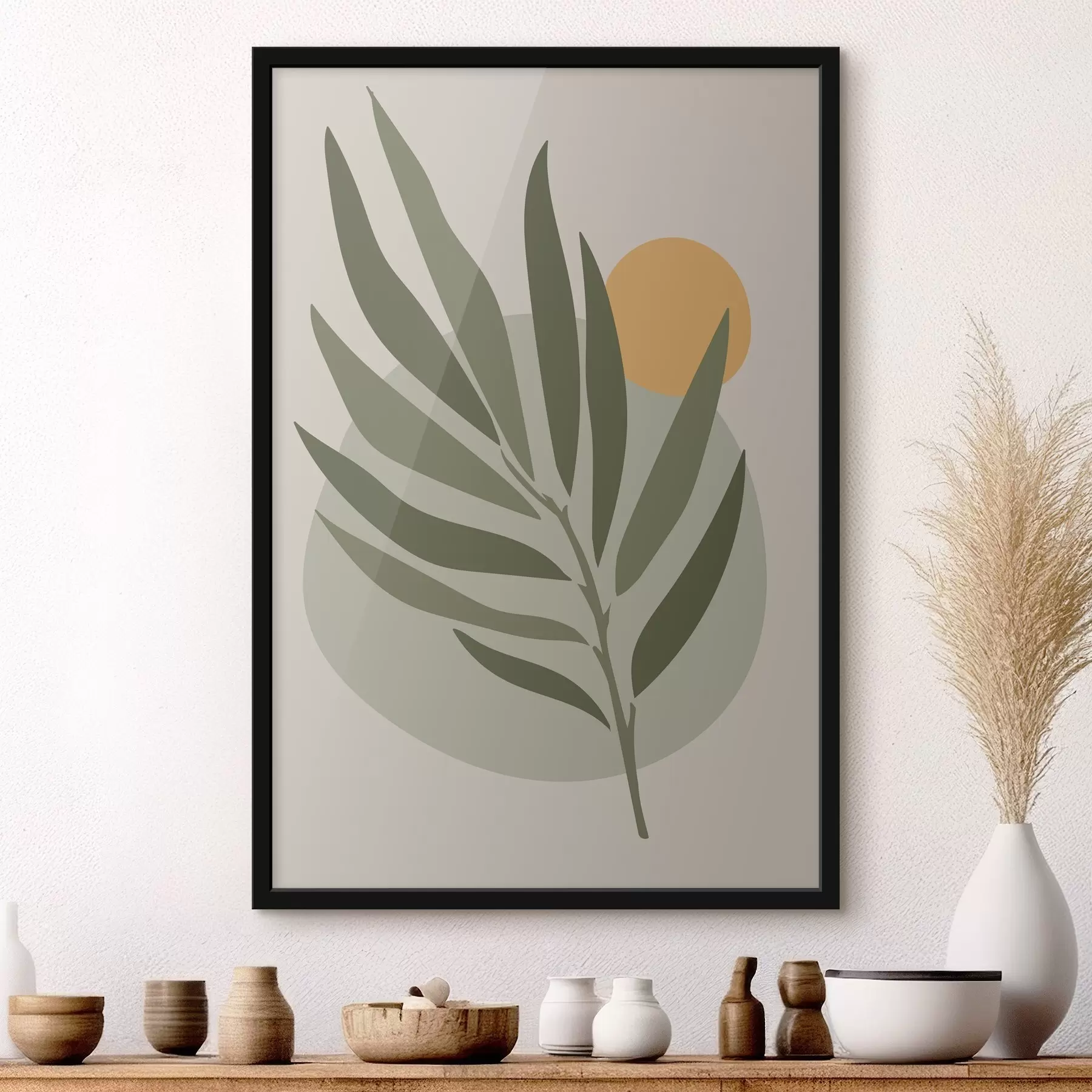 Fototapet Zelený list se žlutým kruhem f37442