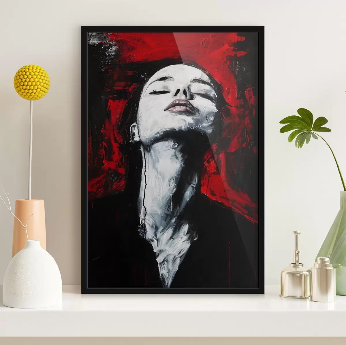 Poster Obrázek ženy se zavřenýma očima s Muzeem Andyho Warhola v pozadí. f38557