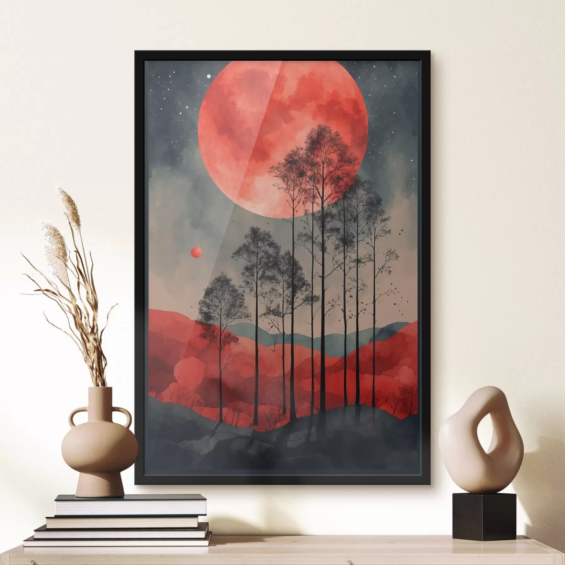 Obraz Tajemná noc pod karmínovým měsícem Č. f38862
