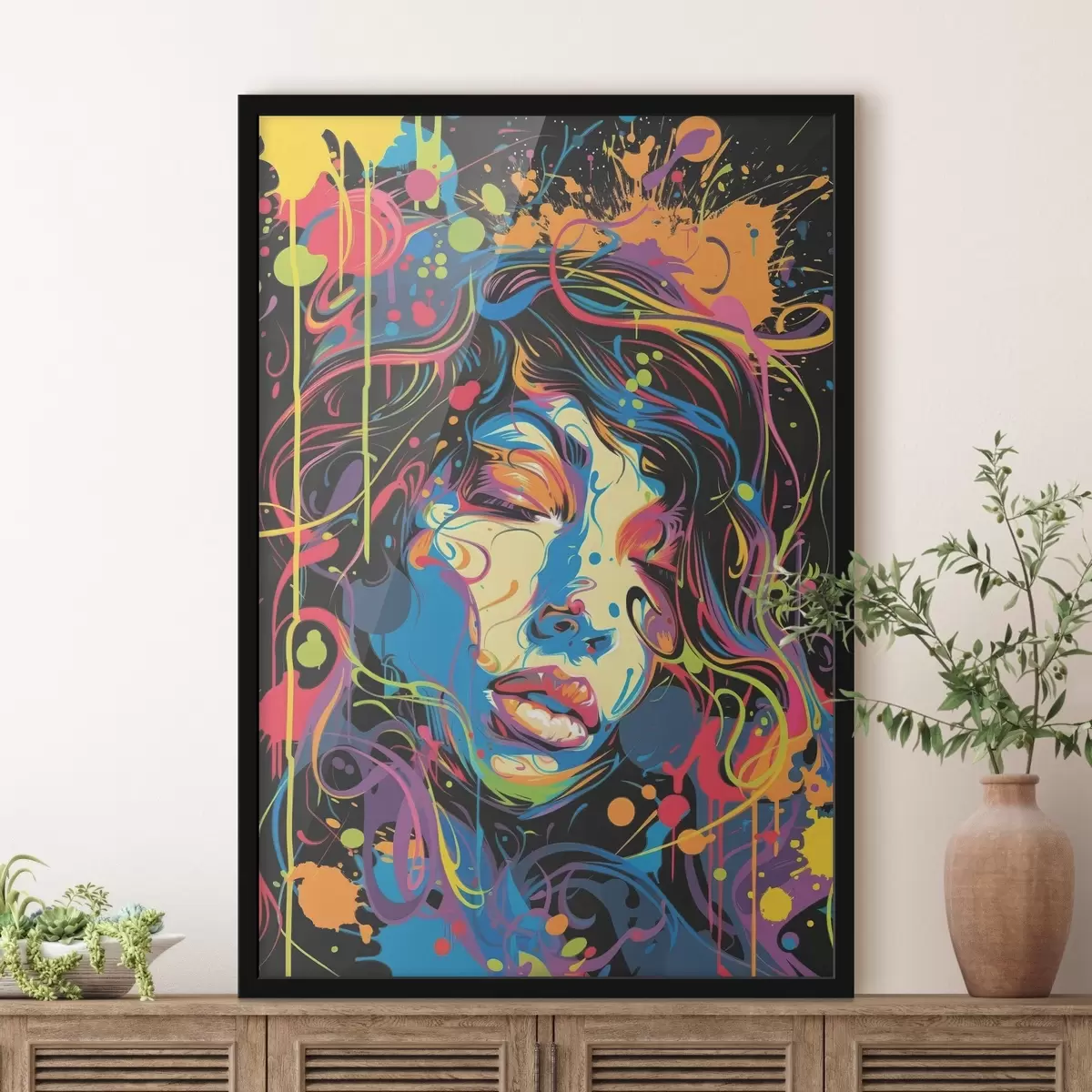 Poster Zářivé odstíny tančící na plátně f39034