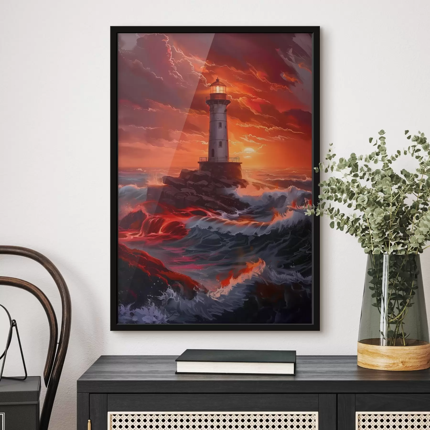 Fototapet Maják provázející rozbouřeným mořem f39050