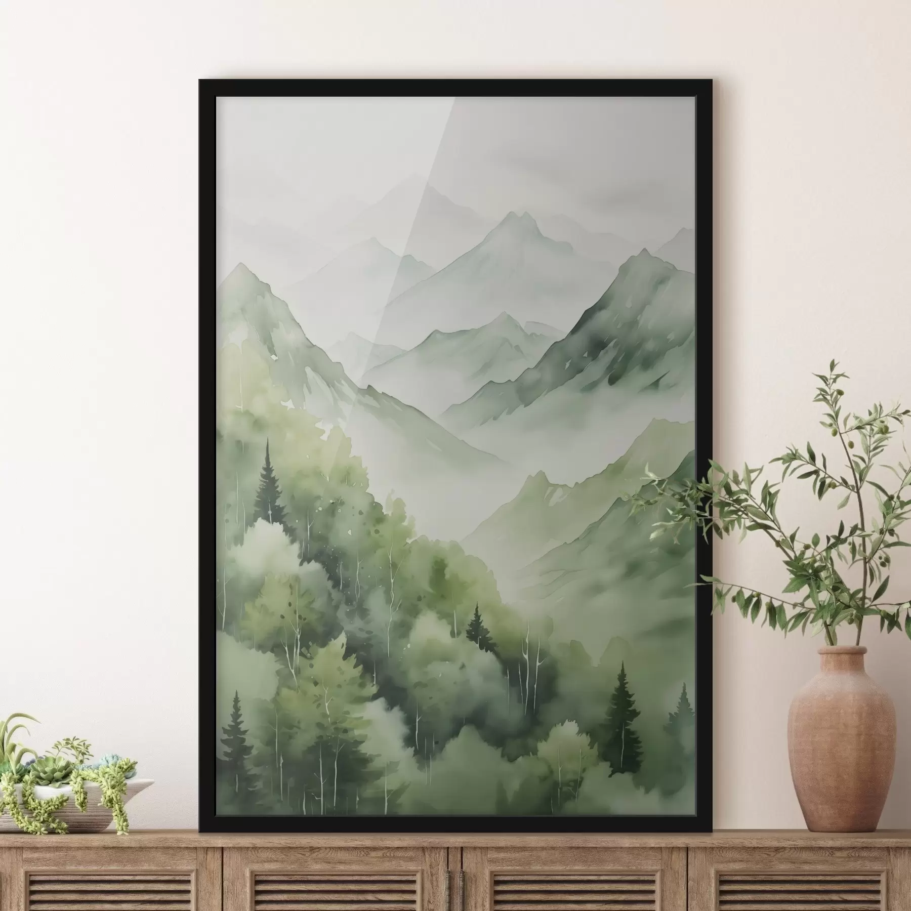 Obraz Listnatý les v horách imitace akvarelu Č. f42122