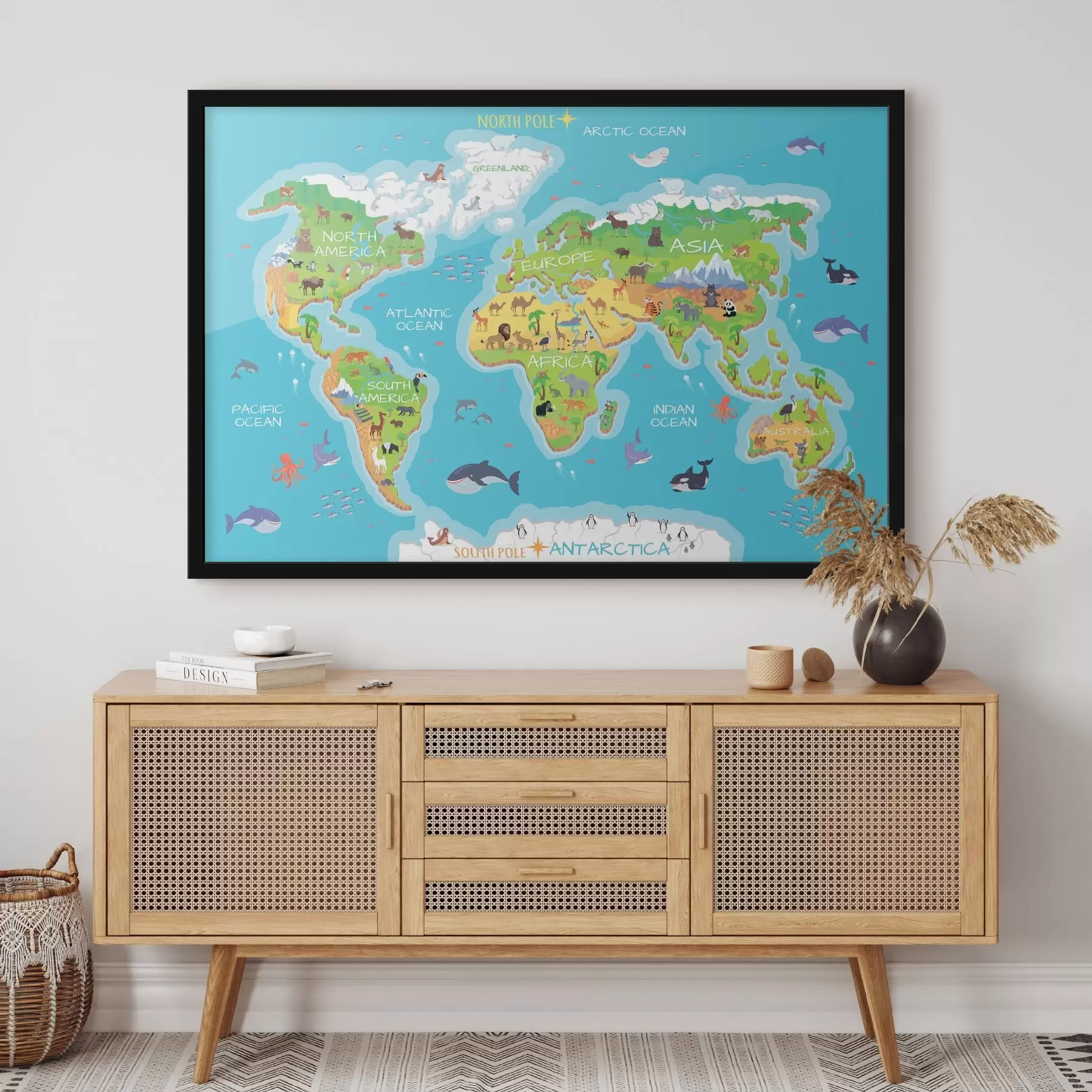 Fototapet Mapa kontinentů se zvířaty f32105