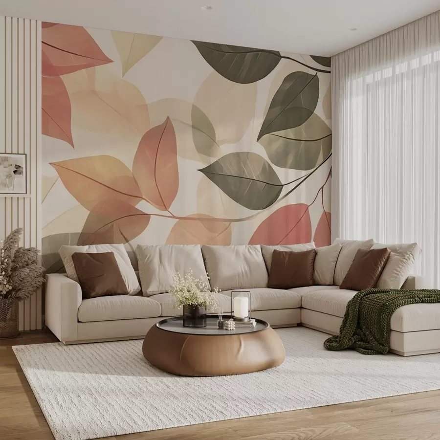 Fototapet Větve listů v červených a zelených tónech w08502