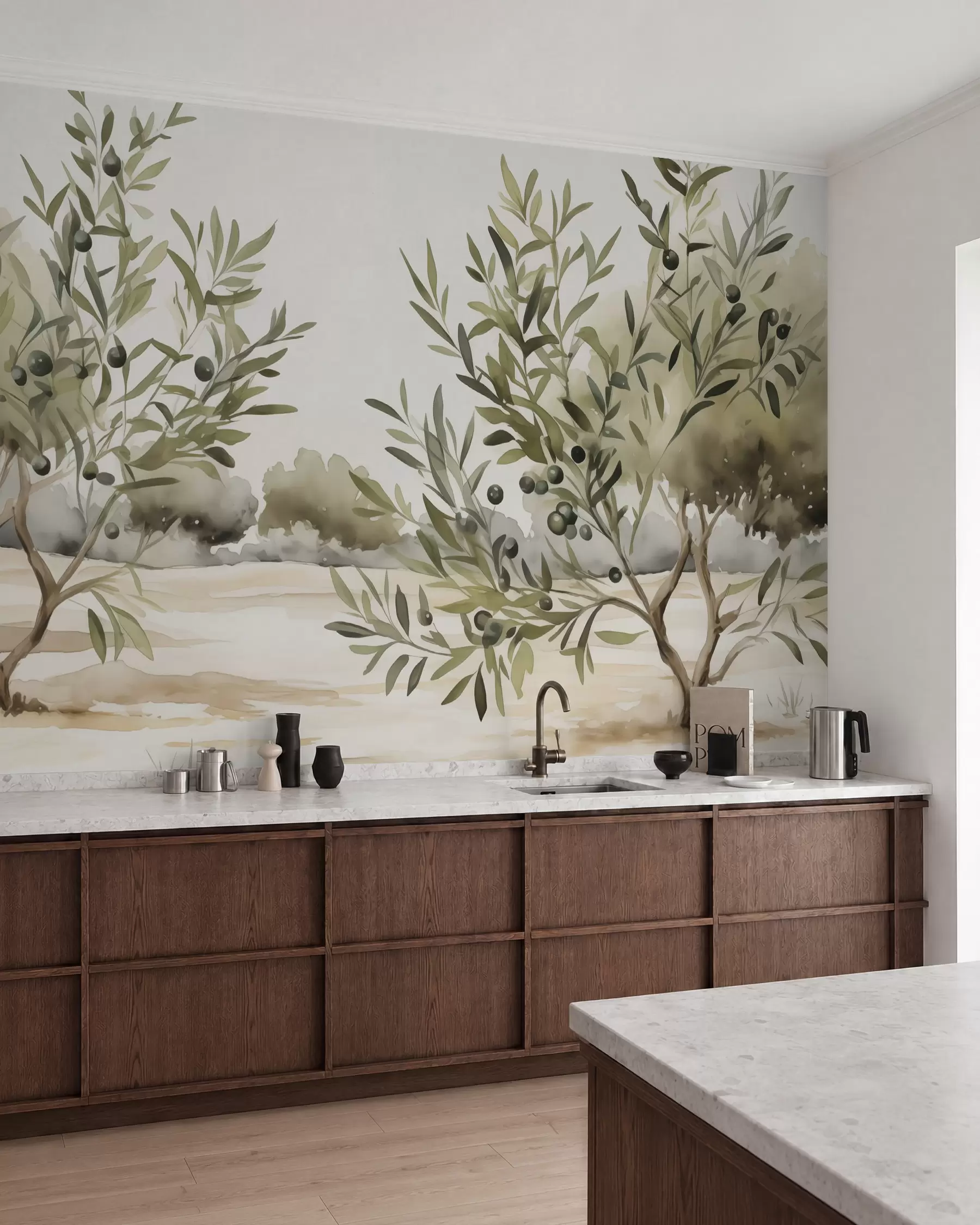 Fototapet Olivovníky abstraktní imitace akvarelu w02583