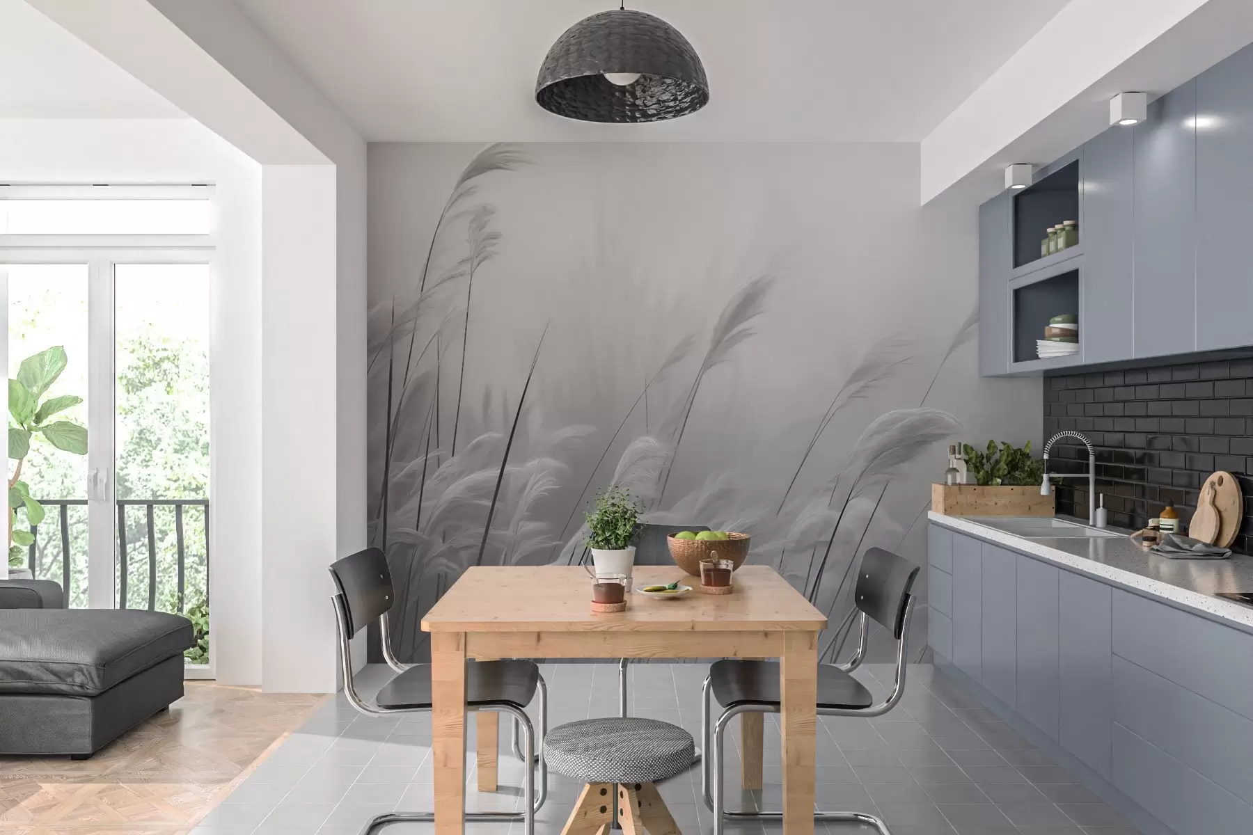 Fototapet Suchá tráva v bílé a černé barvě w02599v1