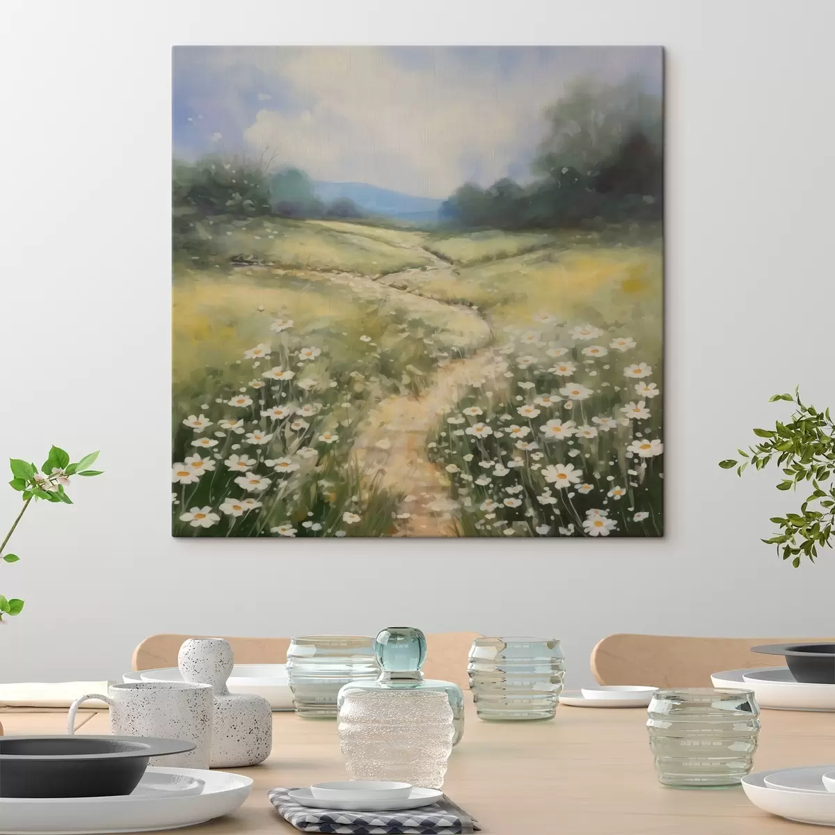 Obraz Louka s kopretinami imitace malby Č. s42134