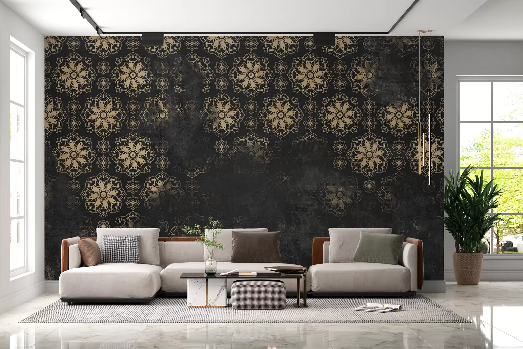 Fototapet Vintage design s mandalovými prvky a odřeným efektem w02551