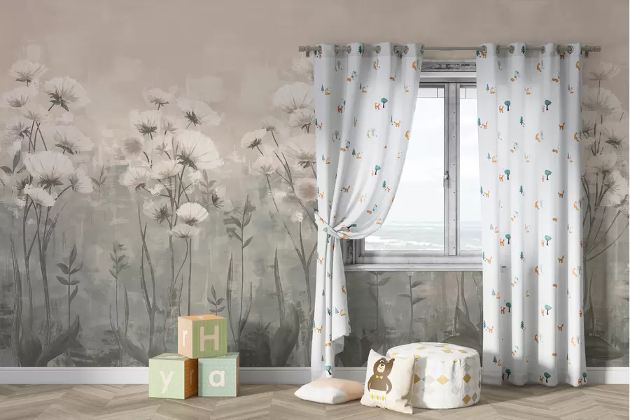 Fototapet Jemné polní květiny s efektem tahů štětcem v pastelových barvách w02629v2