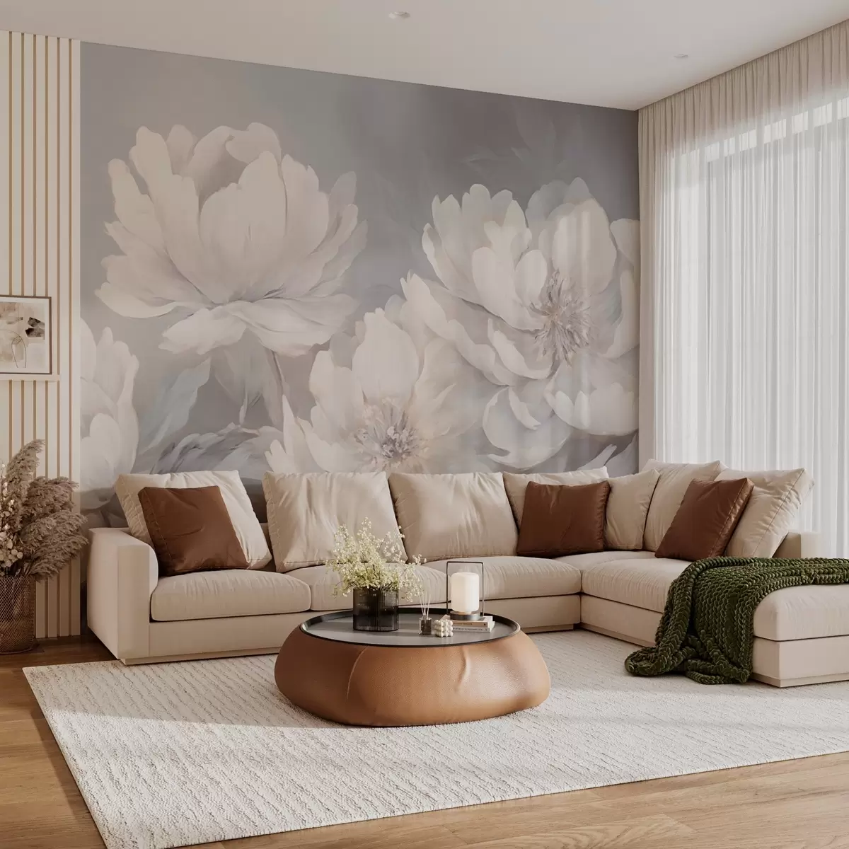 Fototapet Velké světlé pivoňky w02572