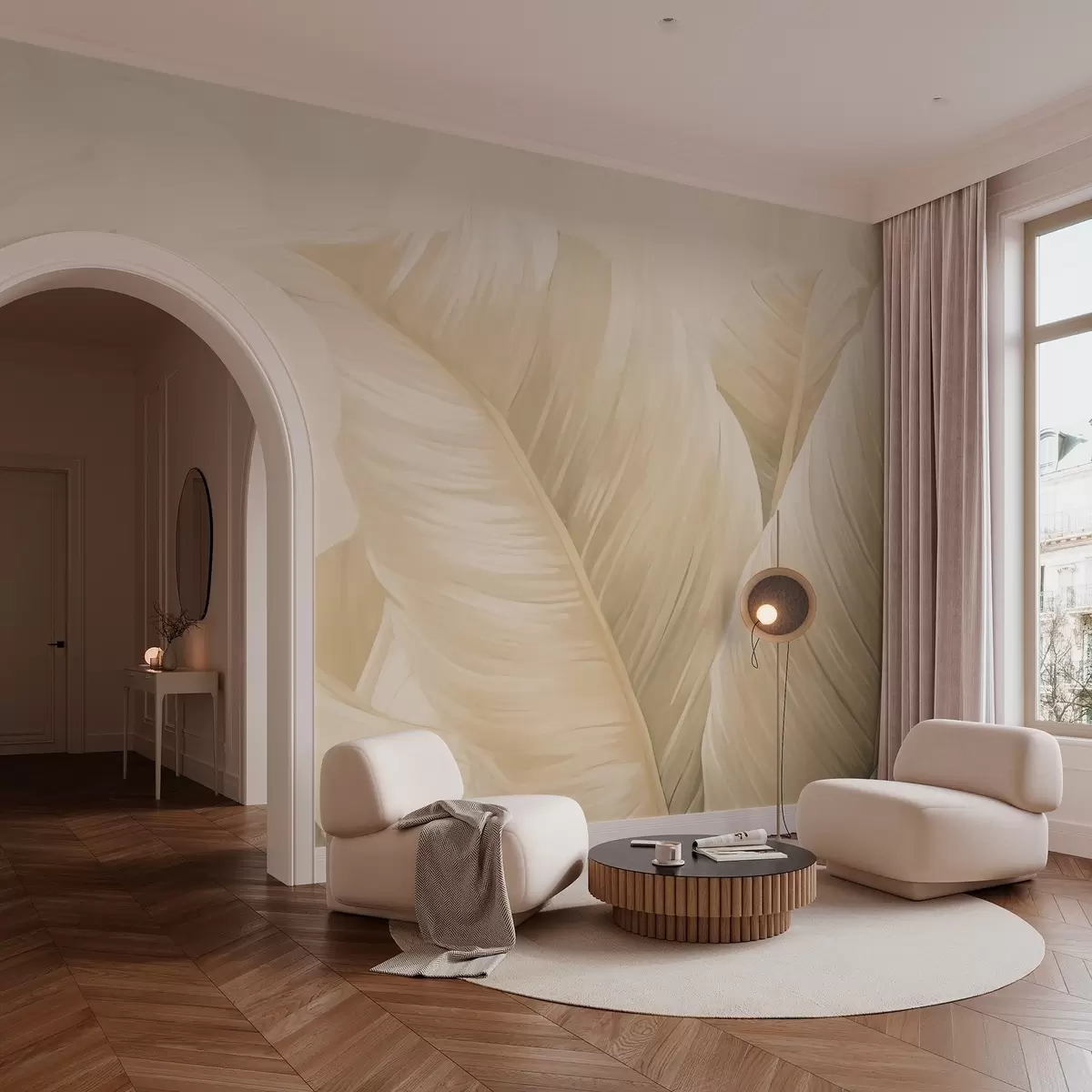 Fototapet Velké krémové banánové listy w02573