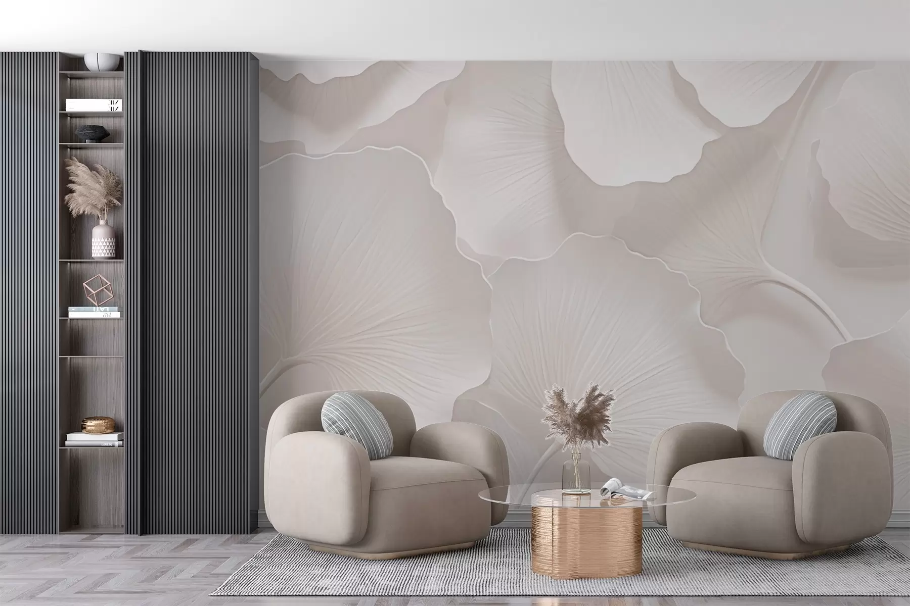 Fototapet Elegantní béžové listy ginkga w02577