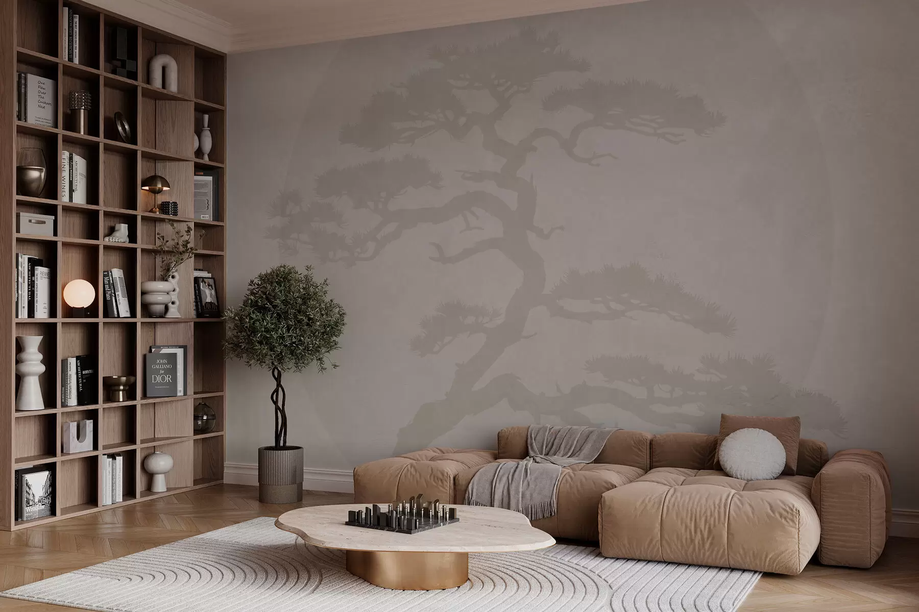 Fototapet Japonský strom bonsaj a geometrické pozadí grunge w08554v1