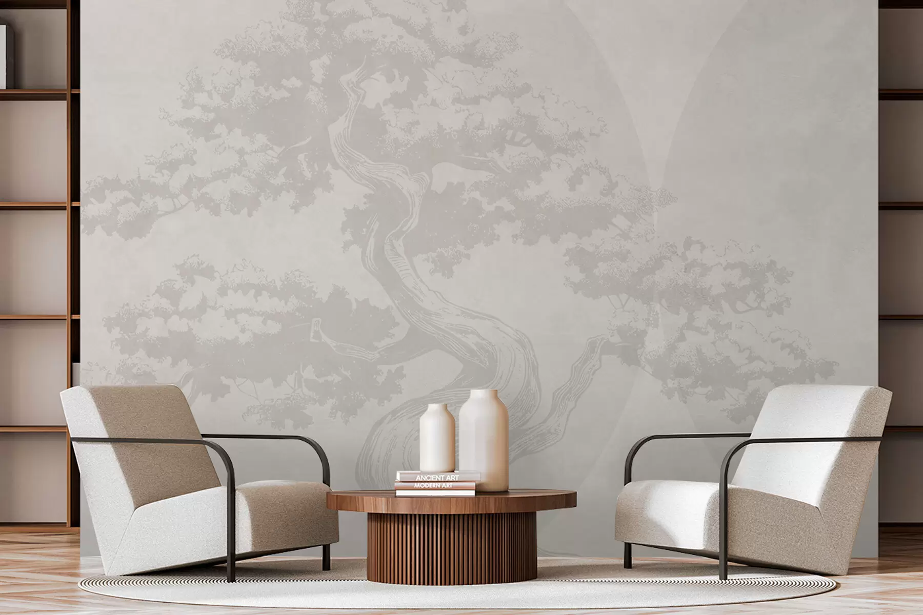 Fototapet Bonsai strom minimalismus geometrie grunge pozadí w08557