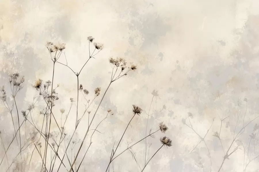 Fototapet tapety v ekologickém stylu s divokými rostlinami v pastelových barvách w02684