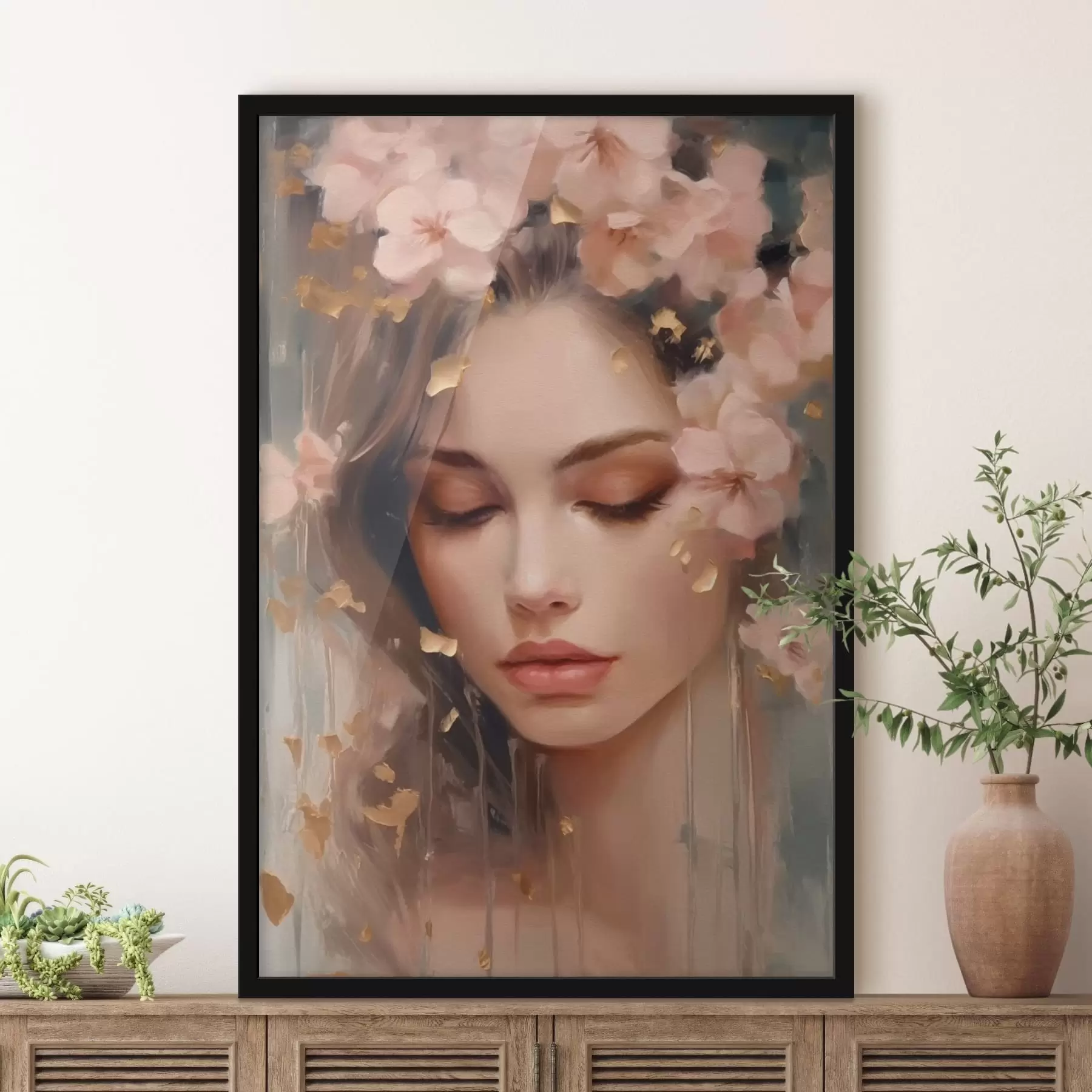 Obraz Dívčí tvář a květiny Č. f42300