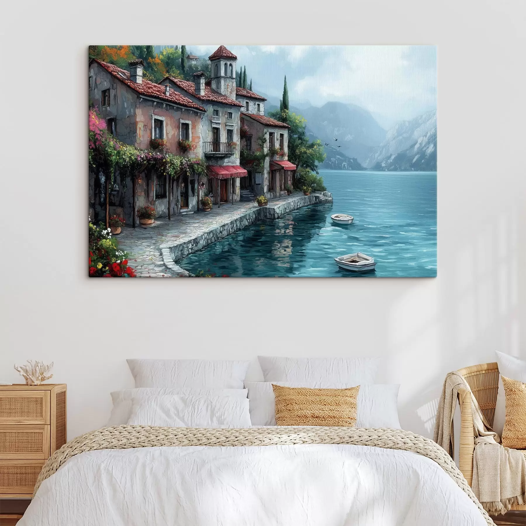 Fototapet Dům nad jezerem v horách s42334