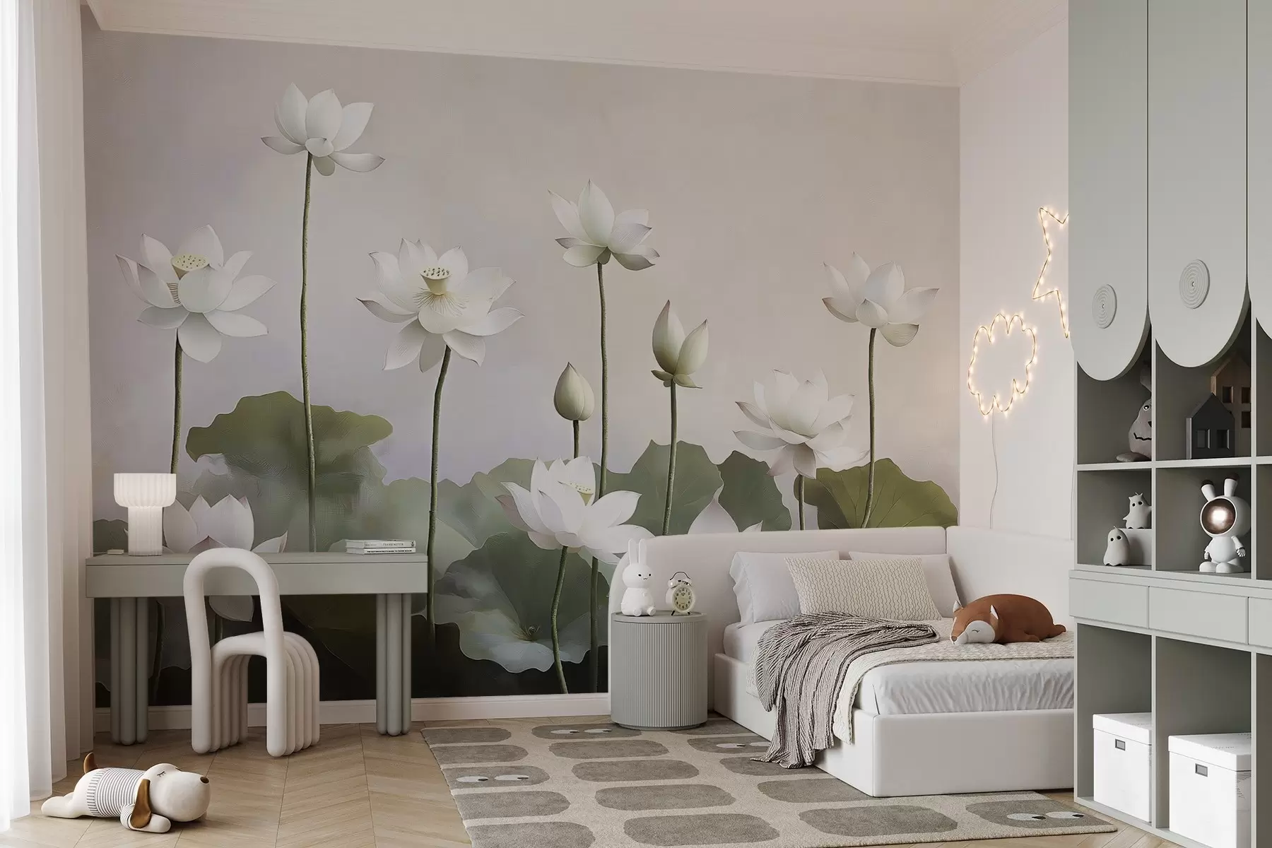 Fototapet Bílé něžné květy lotosu w08596