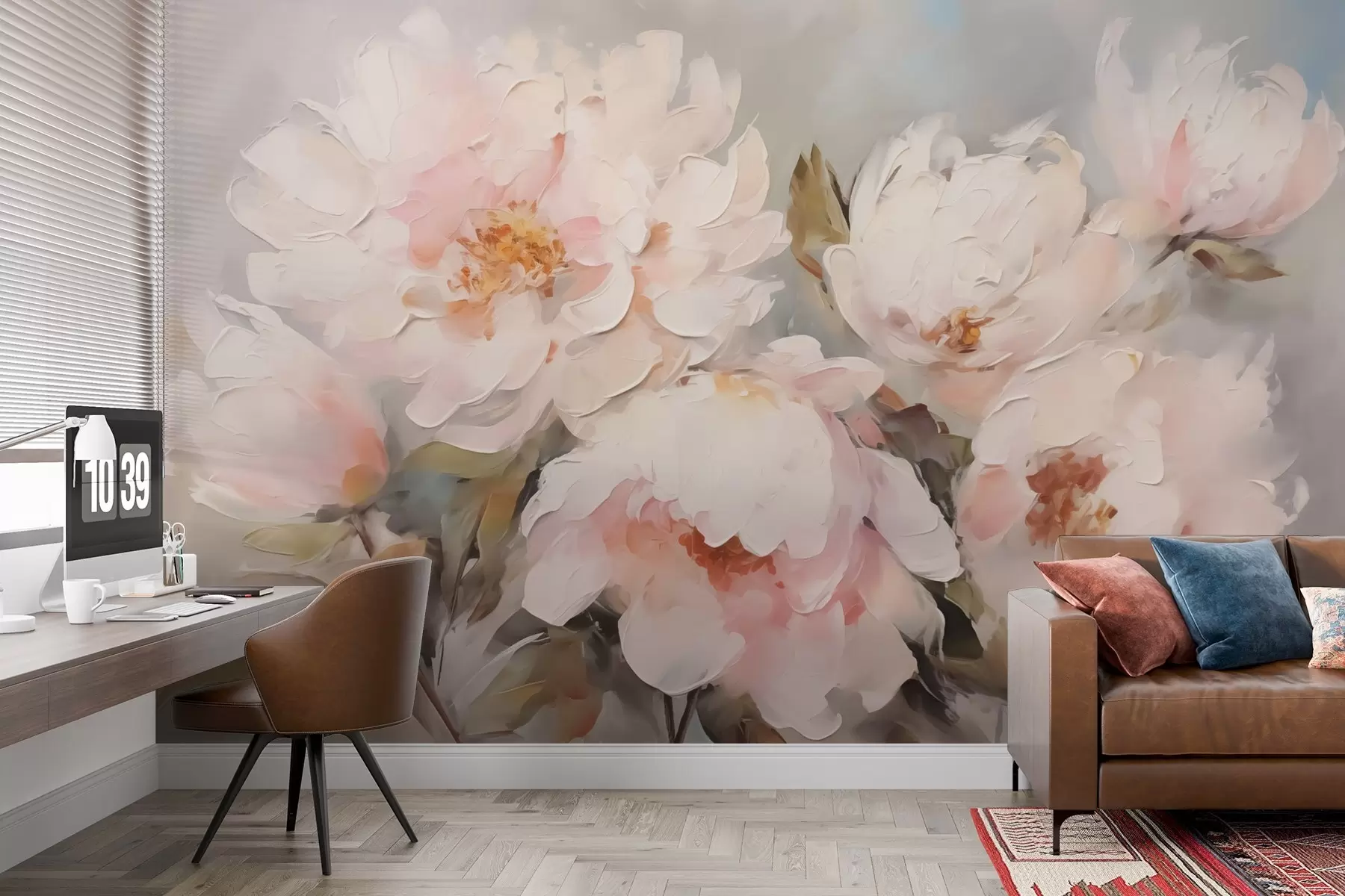 Fototapet Pivoňky napodobující malířské tahy w02713