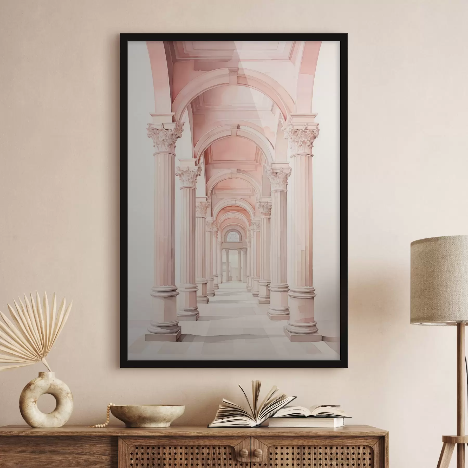 Fototapet Architektonická struktura se sloupy imitujícími akvarel f42361