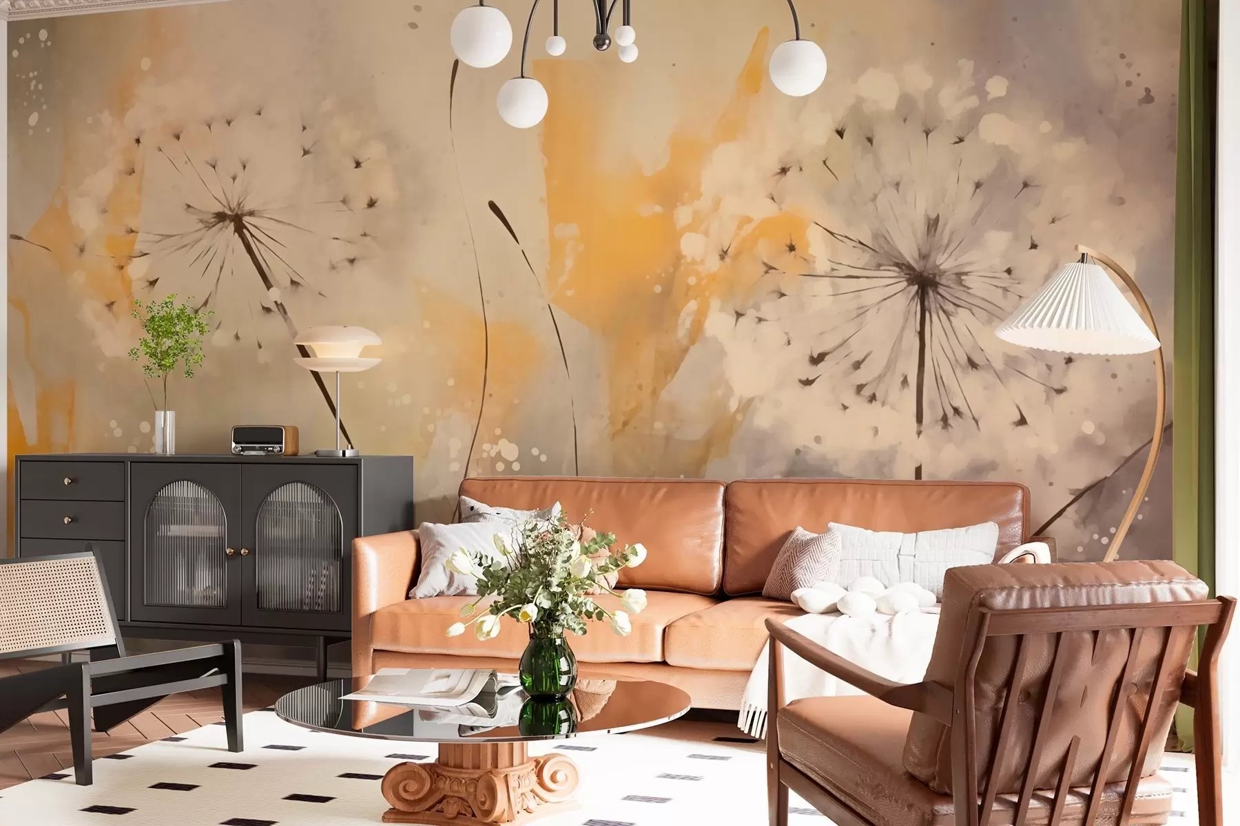 Fototapet Rozmazané pampelišky v pastelových barvách w02699