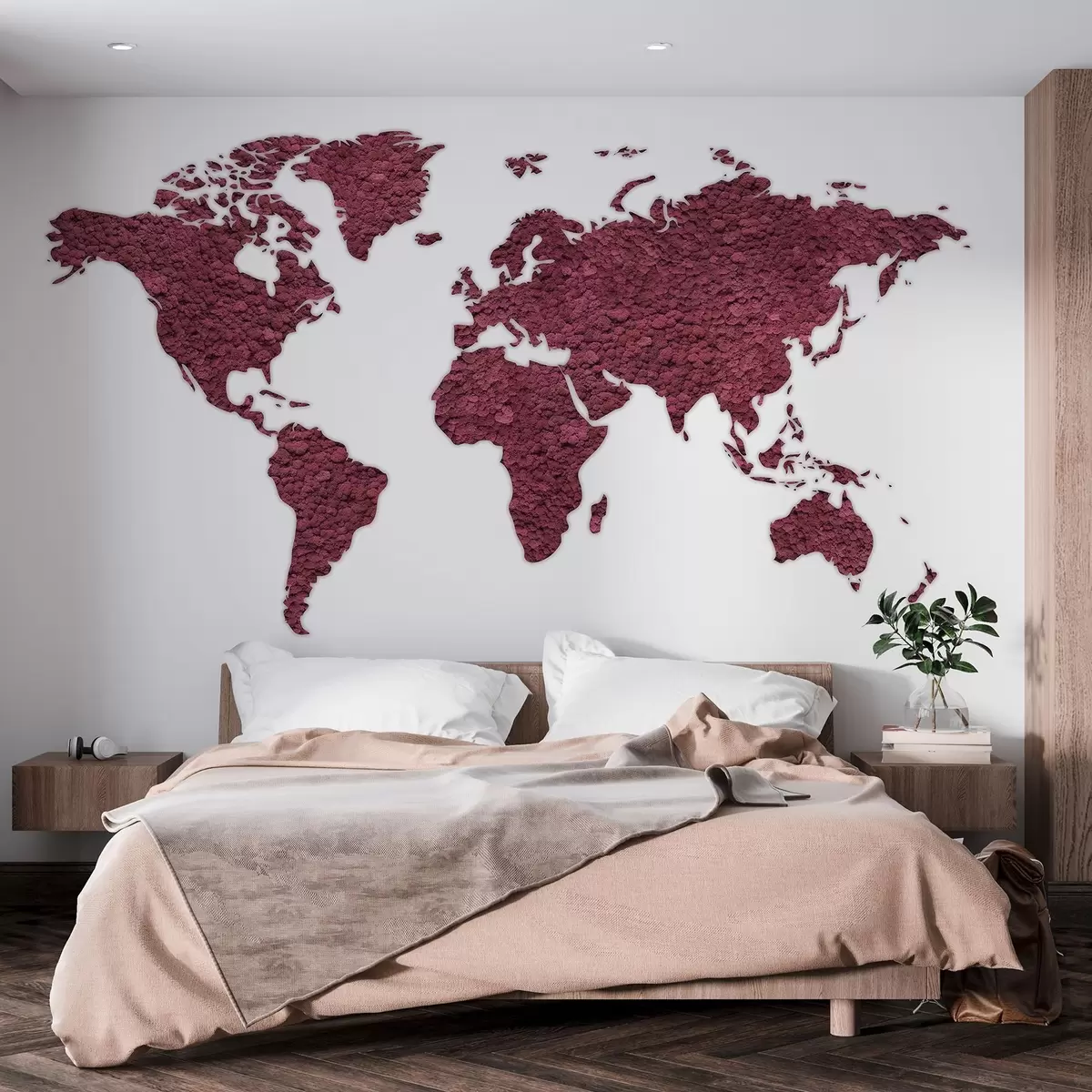 Fototapet Mapa světa s mechem, příroda, vínová barevná paleta  w02657v5