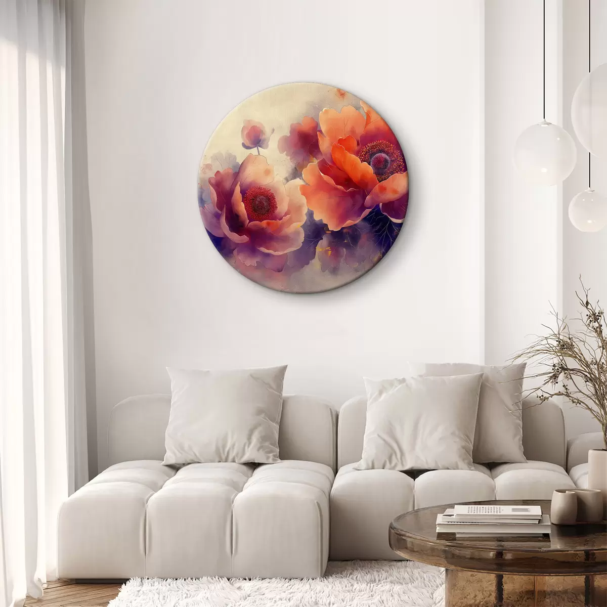 Kulaté obrazy Detailní záběr květin r38087