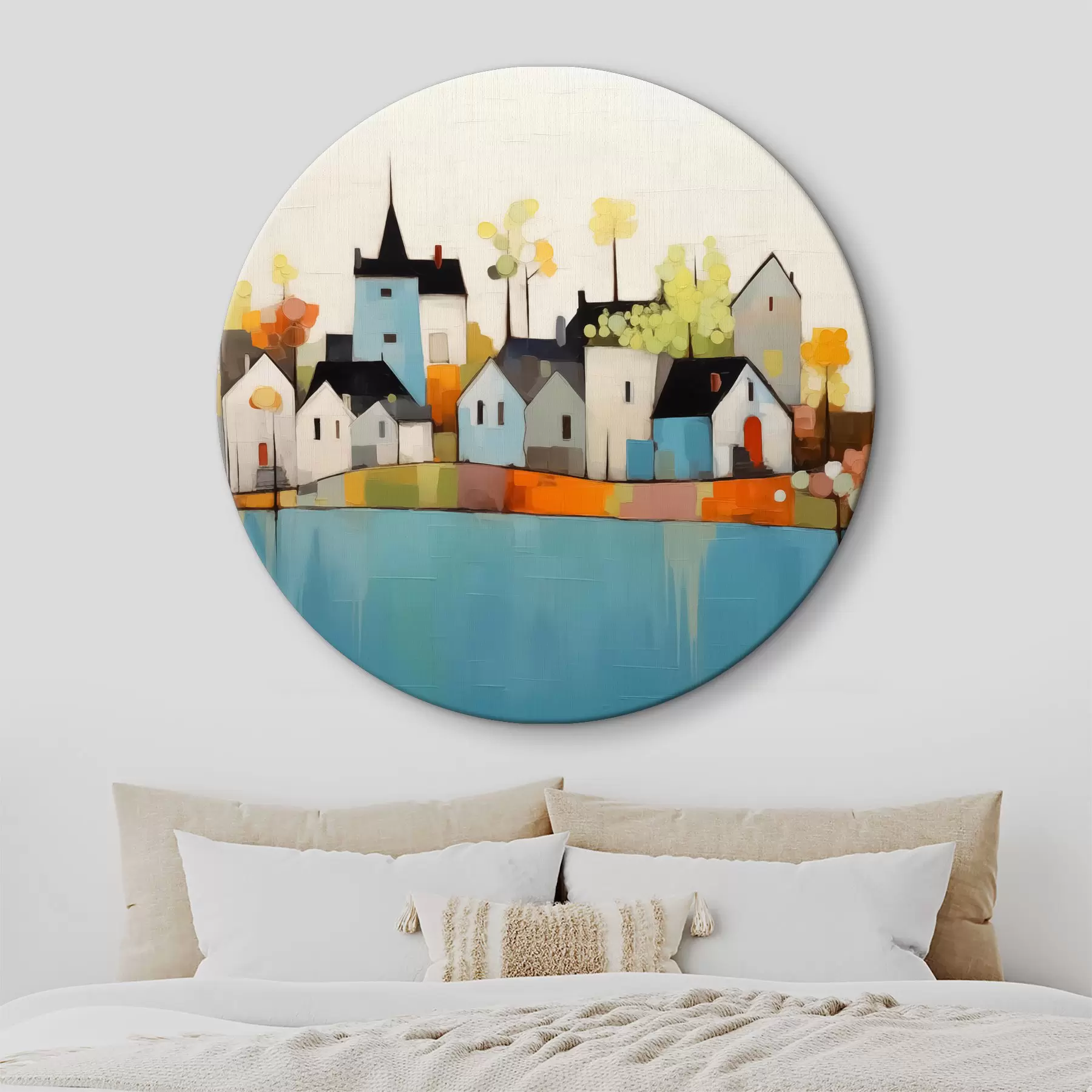 Obraz Abstraktní město a domy, modrá, žlutá, červená barva Č. r40751