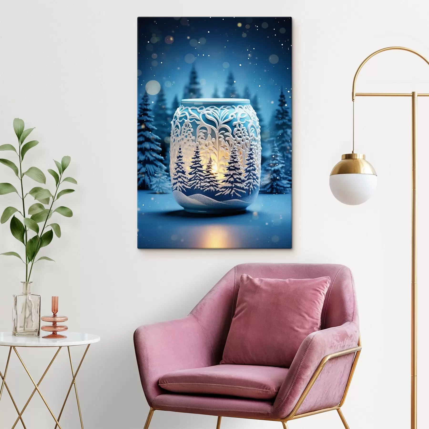 Obraz Svíčka na pozadí zimní krajiny Č. s42380